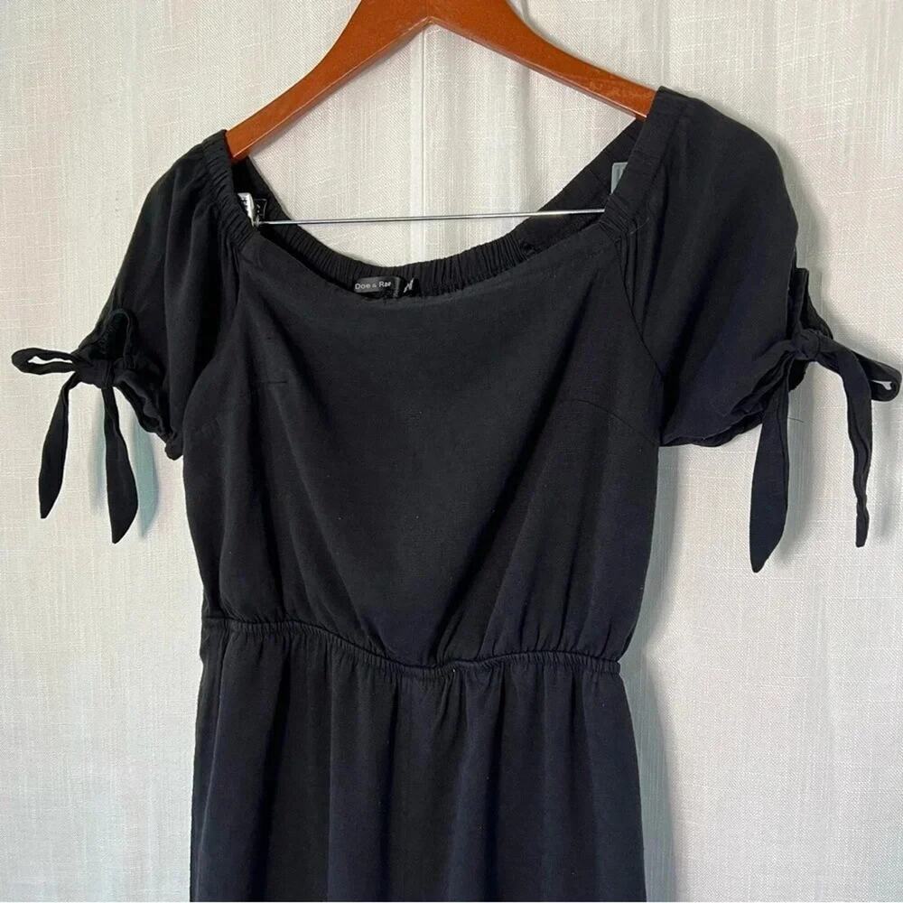 Doe & Rae Bow Sleeves Back Button Up Romper - Picture 2 of 6